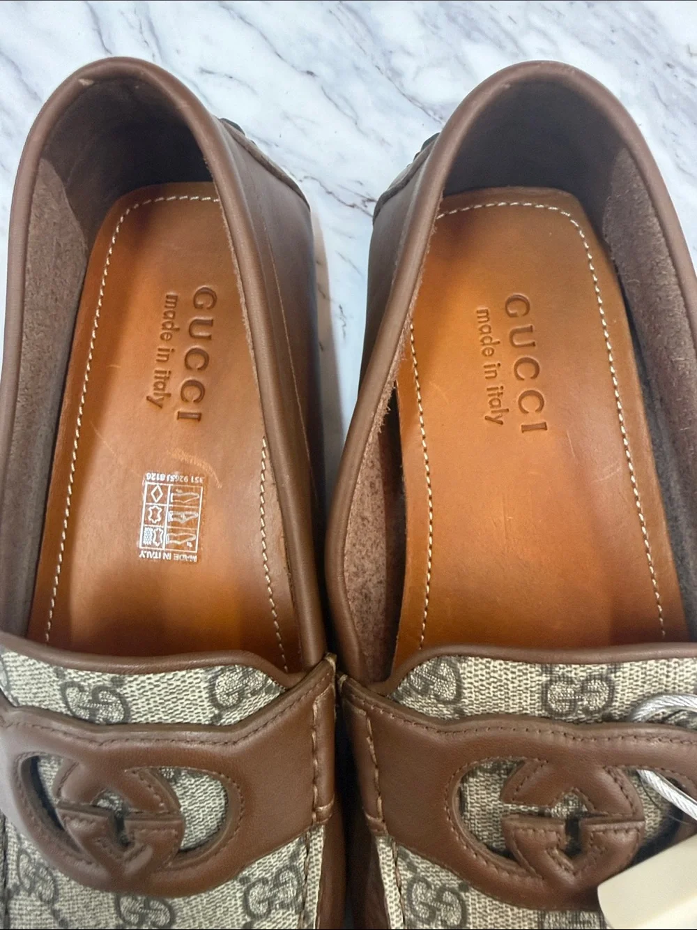 Gucci Brown GG Canvas & Leather Signature Loafers